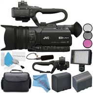 JVC GY-HM170UA 4KCAM Compact Professional Camcorder Top Handle Audio Unit + BNV-F823 Replacement Lithium Ion Battery + Professional 160 LED Video Light Studio Series Bundle