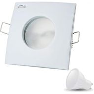 JVS LED Recessed Light Venice with X 7?W LED 230?V IP44?LED Flush Mount Spot Lights ceiling recessed ceiling downlight set ceiling spotlight 230?V Volt Square Cold White (White), EEK A