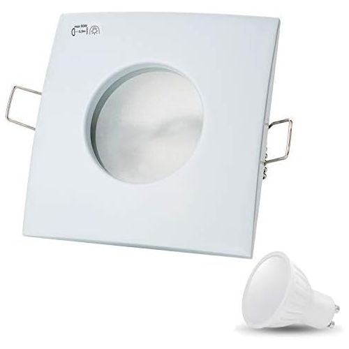  JVS LED Recessed Light Venice with X 7?W LED 230?V IP44?LED Flush Mount Spot Lights ceiling recessed ceiling downlight set ceiling spotlight 230?V Volt Square Cold White (White), EEK A