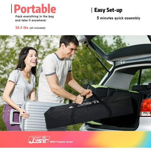  [아마존 핫딜]  [아마존핫딜]JWSIT JWST Projector Screen with Stand, 100 4K HD Outdoor/Indoor Portable Projector Screen 16:9 Foldable Camping Gaming Backyard Movie, Outdoor Projector Screen White