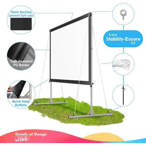  [아마존 핫딜]  [아마존핫딜]JWSIT JWST Projector Screen with Stand, 100 4K HD Outdoor/Indoor Portable Projector Screen 16:9 Foldable Camping Gaming Backyard Movie, Outdoor Projector Screen White