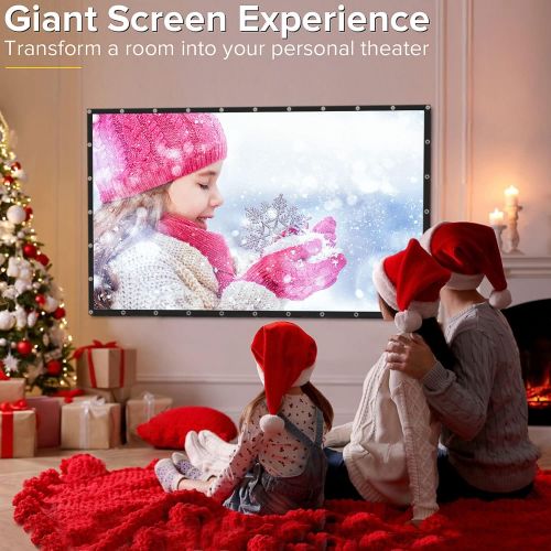  JWSIT Projector Screen 150 inch, Premium 3 Layers PVC 150 inch 16:9 HD Portable Projector Screen, Premium Indoor Outdoor Movie Screen Anti-Crease Projection Screen for Home Theater Backy