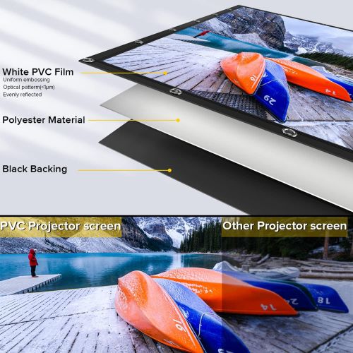  JWSIT Projector Screen 150 inch, Premium 3 Layers PVC 150 inch 16:9 HD Portable Projector Screen, Premium Indoor Outdoor Movie Screen Anti-Crease Projection Screen for Home Theater Backy