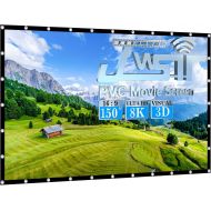 [아마존베스트]JWSIT Projector Screen 150 inch, Upgraded 3 Layers PVC 150 inch 16:9 HD Portable Projector Screen, Premium Indoor Outdoor Movie Screen Anti-Crease Projection Screen for Home Theater Back