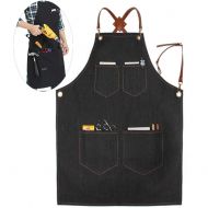 JXEWWのHOME Barbers Denim Apron scissors Cook Work Art Jean Bid Men Women Chef Canvas Tool Apron BlackD