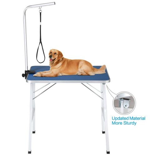  JY QAQA Professional Grooming Table for Dogs and Pets which is Foldable and Durable with Adjustable Arm, Stainless Leg Frame