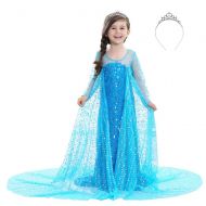 JYH Girls Princess Elsa Sequin Dress Halloween Fancy Party Cinderella Sparkle Costume with Tiara
