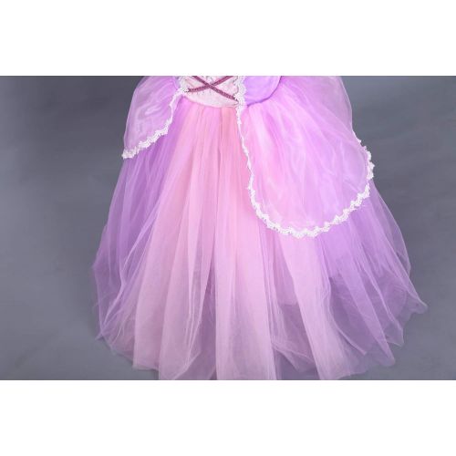  JYH Girls Princess Rapunzel Dress Puff Sleeve Tangled Costume