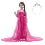 JYH Girls Princess Elsa Sequin Dress Halloween Fancy Party Cinderella Sparkle Costume with Tiara