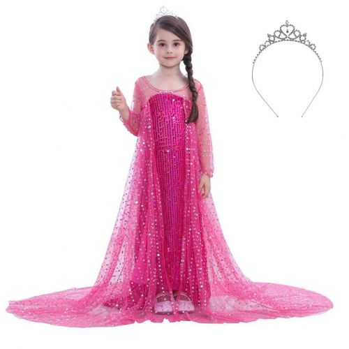  JYH Girls Princess Elsa Sequin Dress Halloween Fancy Party Cinderella Sparkle Costume with Tiara