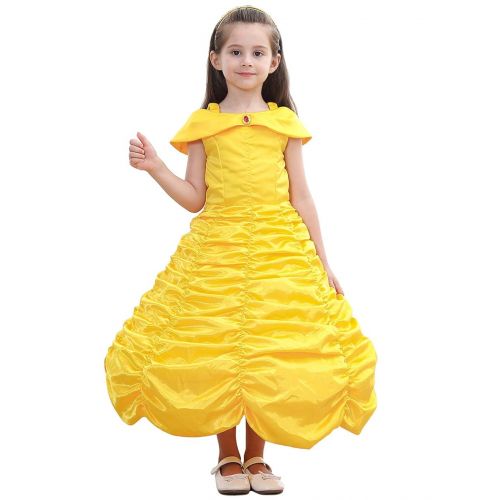  JYH Girls Princess Belle Off Shoulder Costumes Halloween Party Dress