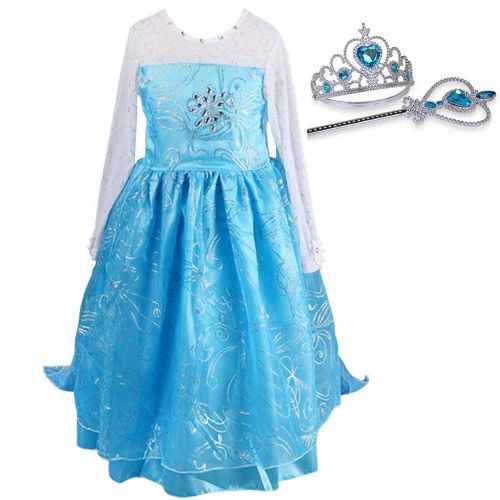  JYH Elsa Costume for Girls Princess Cosplay Sparkling Dress Long Cloak