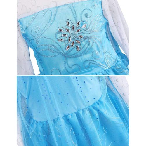  JYH Elsa Costume for Girls Princess Cosplay Sparkling Dress Long Cloak