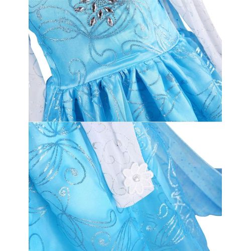  JYH Elsa Costume for Girls Princess Cosplay Sparkling Dress Long Cloak