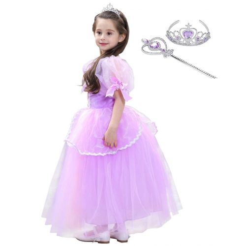  JYH Girls Princess Rapunzel Dress Puff Sleeve Tangled Costume