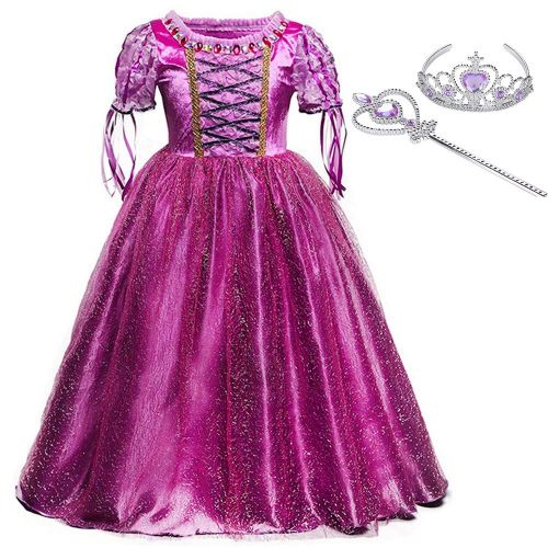  JYH Princess Rapunzel Purple Princess Party Costume Dress with Crown Wand