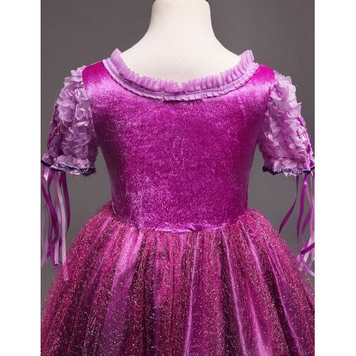  JYH Princess Rapunzel Purple Princess Party Costume Dress with Crown Wand