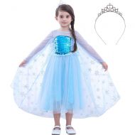 JYH Girls Princess Elsa Sequin Costume Halloween Dress Up Cosplay for Toddler Size 3-12