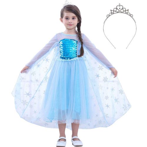  JYH Girls Princess Elsa Sequin Costume Halloween Dress Up Cosplay for Toddler Size 3-12