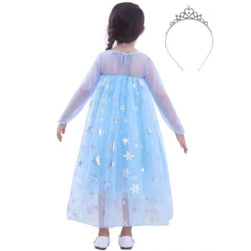  JYH Girls Princess Elsa Sequin Costume Halloween Dress Up Cosplay for Toddler Size 3-12