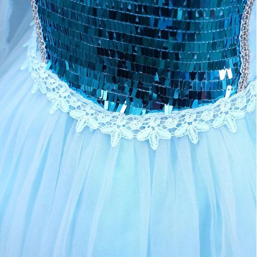  JYH Girls Princess Elsa Sequin Costume Halloween Dress Up Cosplay for Toddler Size 3-12