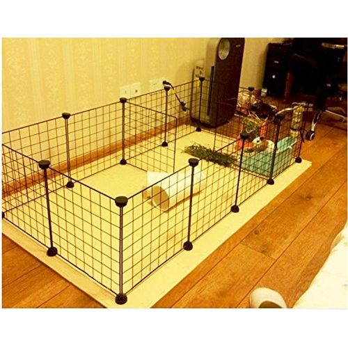  JYYG Pet Playpen, Small Animal Cage Indoor Portable Metal Wire Yard Fence for Small Animals, Guinea Pigs, Rabbits Kennel Crate Fence Tent, Black