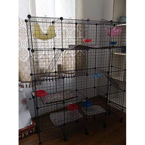  JYYG Pet Playpen, Small Animal Cage Indoor Portable Metal Wire Yard Fence for Small Animals, Guinea Pigs, Rabbits Kennel Crate Fence Tent, Black