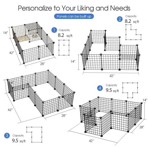  JYYG Pet Playpen, Small Animal Cage Indoor Portable Metal Wire Yard Fence for Small Animals, Guinea Pigs, Rabbits Kennel Crate Fence Tent, Black