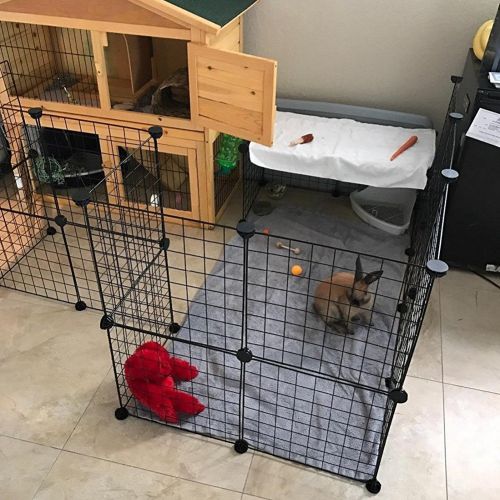  JYYG Pet Playpen, Small Animal Cage Indoor Portable Metal Wire Yard Fence for Small Animals, Guinea Pigs, Rabbits Kennel Crate Fence Tent, Black