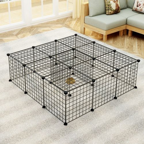  JYYG Pet Playpen, Small Animal Cage Indoor Portable Metal Wire Yard Fence for Small Animals, Guinea Pigs, Rabbits Kennel Crate Fence Tent, Black