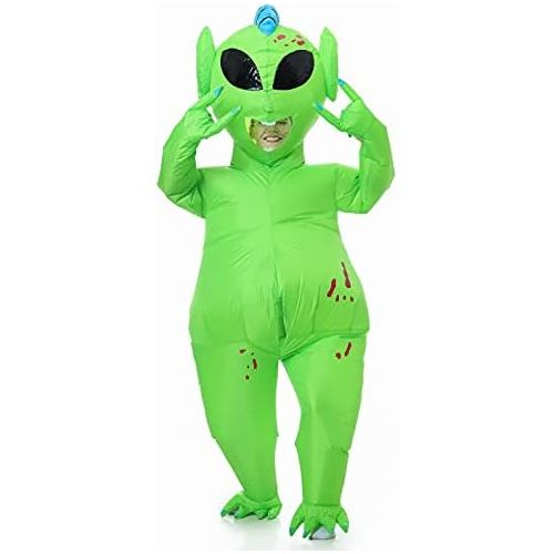  할로윈 용품JYZCOS Inflatable Alien Costume Adult Blow Up Halloween Full Body Jumpsuit