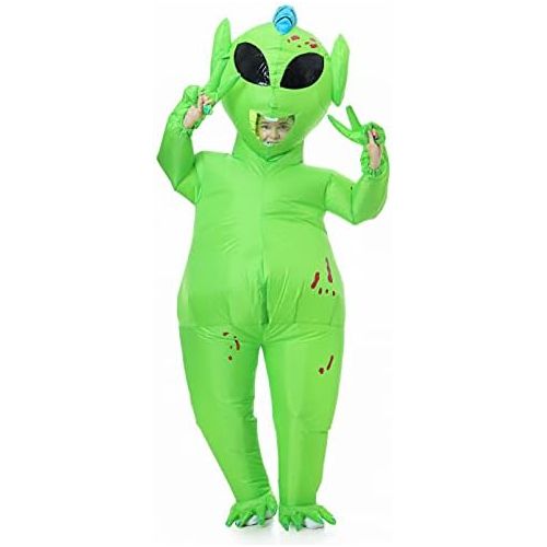  할로윈 용품JYZCOS Inflatable Alien Costume Adult Blow Up Halloween Full Body Jumpsuit