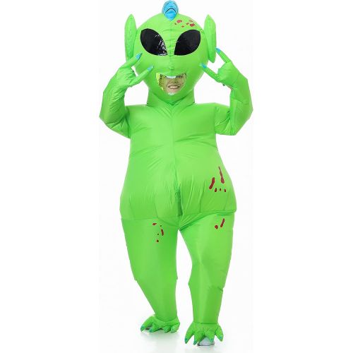  할로윈 용품JYZCOS Inflatable Alien Costume Adult Blow Up Halloween Full Body Jumpsuit