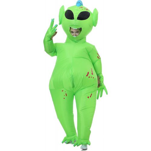  할로윈 용품JYZCOS Inflatable Alien Costume Adult Blow Up Halloween Full Body Jumpsuit