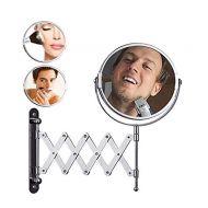 JZ Wallmounted Beauty Mirror 360 °Swivel Shaving Mirror 1x and 3X Magnification Adjustable and Extendable Round Double Sided Mirror for Bathroom and Bedroom 8 Inch