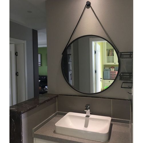  JZ wall-mounted mirrors Yxsd Home Metal Framed Round Hanging Mirror - Black (Size : 60cm)