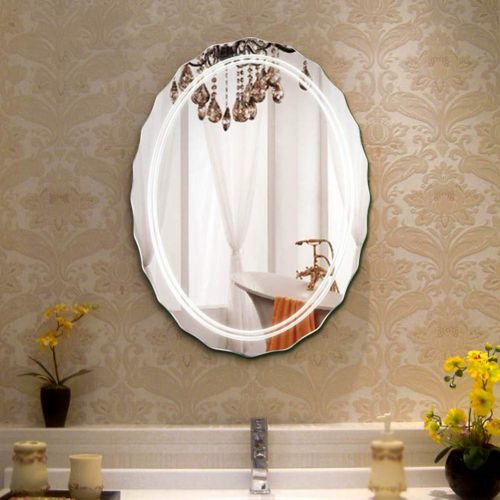  JZ wall-mounted mirrors Yxsd Bathroom Bathroom Mirror Lace Frameless Dressing Mirror Wall Mounted Bathroom Mirror, Available in A Variety of Sizes (Size : 45x60cm)