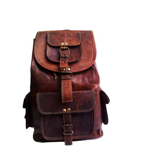  Jaald 18 Brown Leather Backpack Vintage Rucksack Laptop Bag Water Resistant Casual Daypack College Bookbag Comfortable Lightweight Travel Hiking/picnic For Men