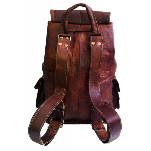  Jaald 18 Brown Leather Backpack Vintage Rucksack Laptop Bag Water Resistant Casual Daypack College Bookbag Comfortable Lightweight Travel Hiking/picnic For Men