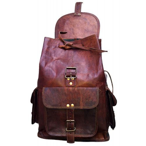  Jaald 18 Brown Leather Backpack Vintage Rucksack Laptop Bag Water Resistant Casual Daypack College Bookbag Comfortable Lightweight Travel Hiking/picnic For Men