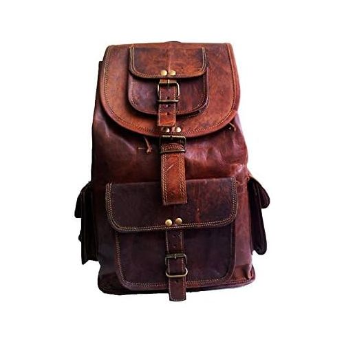  Jaald 21 Brown Leather Backpack Vintage Rucksack Laptop Bag Water Resistant Casual Daypack College Bookbag Comfortable Lightweight Travel Hiking/Picnic for Men