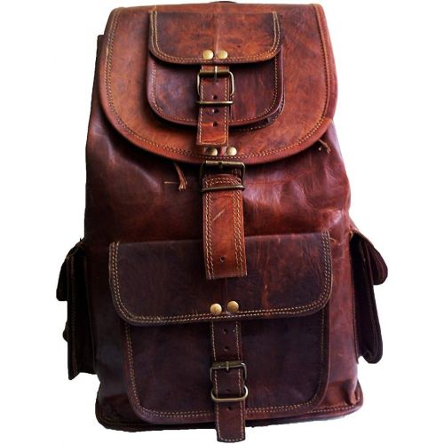  Jaald 21 Brown Leather Backpack Vintage Rucksack Laptop Bag Water Resistant Casual Daypack College Bookbag Comfortable Lightweight Travel Hiking/Picnic for Men