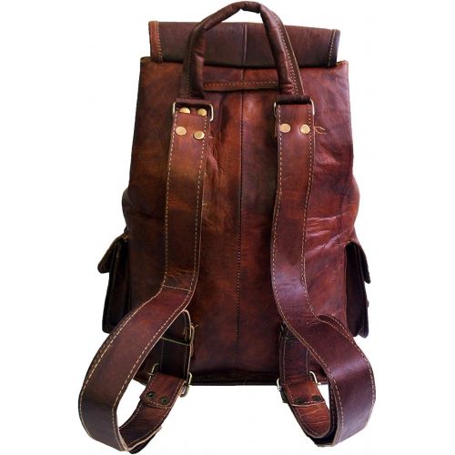  Jaald 21 Brown Leather Backpack Vintage Rucksack Laptop Bag Water Resistant Casual Daypack College Bookbag Comfortable Lightweight Travel Hiking/Picnic for Men