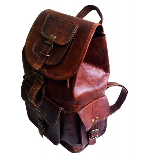  Jaald 18 Brown Leather Backpack Vintage Rucksack Laptop Bag Water Resistant Casual Daypack College Bookbag Comfortable Lightweight Travel Hiking/picnic For Men