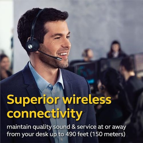 자브라 Jabra Engage 75 Wireless Headset, Stereo - Telephone Headset with Industry-Leading Wireless Performance, Advanced Noise-Cancelling Microphone, All Day Battery Life