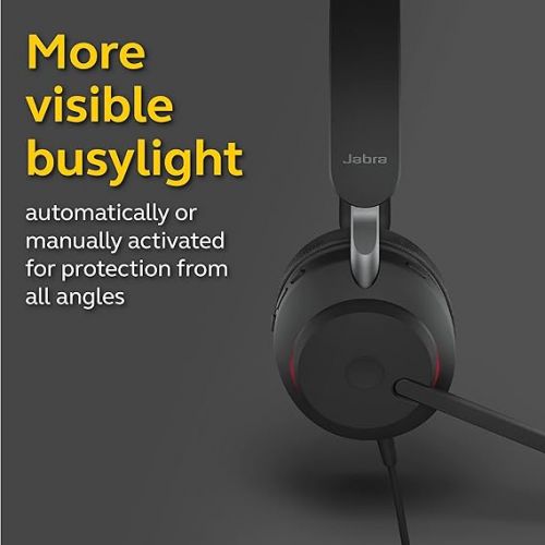 자브라 Jabra Evolve2 40 UC Wired Headphones, USB-A, Stereo, Black - Telework Headset for Calls and Music, Enhanced All-Day Comfort, Passive Noise Cancelling Headphones, UC-Optimized with USB-A Connection