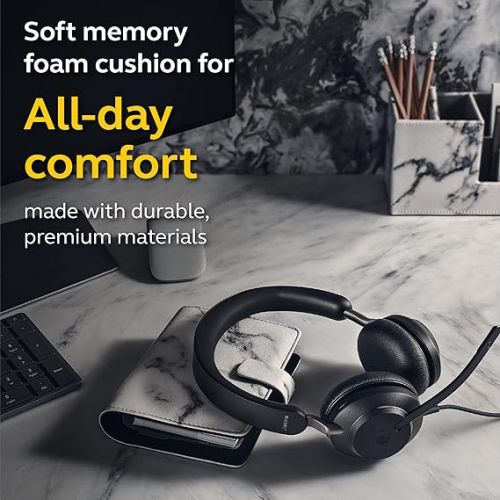 자브라 Jabra Evolve2 40 UC Wired Headphones, USB-A, Stereo, Black - Telework Headset for Calls and Music, Enhanced All-Day Comfort, Passive Noise Cancelling Headphones, UC-Optimized with USB-A Connection