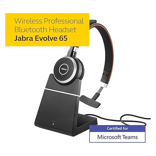 자브라 Jabra Evolve 65 Mono MS, Charging Stand & Link 370 - Professional Unified Communicaton Headset