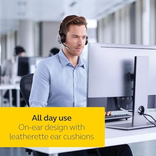 자브라 Jabra Evolve 75 MS Wireless Headset, Stereo - includes Link 370 USB Adapter - Bluetooth Headset with World-Class Speakers, Active Noise-Cancelling Microphone, All Day Battery