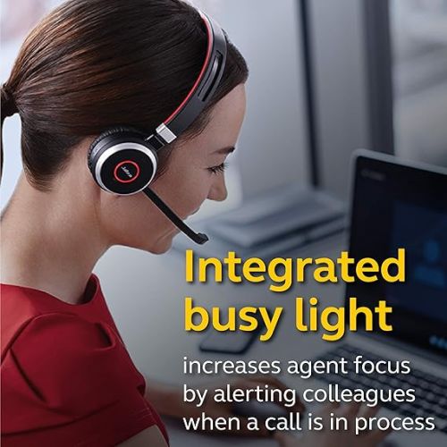 자브라 Jabra Evolve 65 MS Wireless Headset, Stereo - includes Link 370 USB Adapter - Bluetooth Headset with Industry-Leading Wireless Performance, Advanced Noise-Cancelling Microphone, All Day Battery